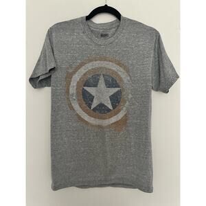 Marvel Graphic Tee Shield Small T-Shirt Logo Licensed Soft Gray Unisex Men Women